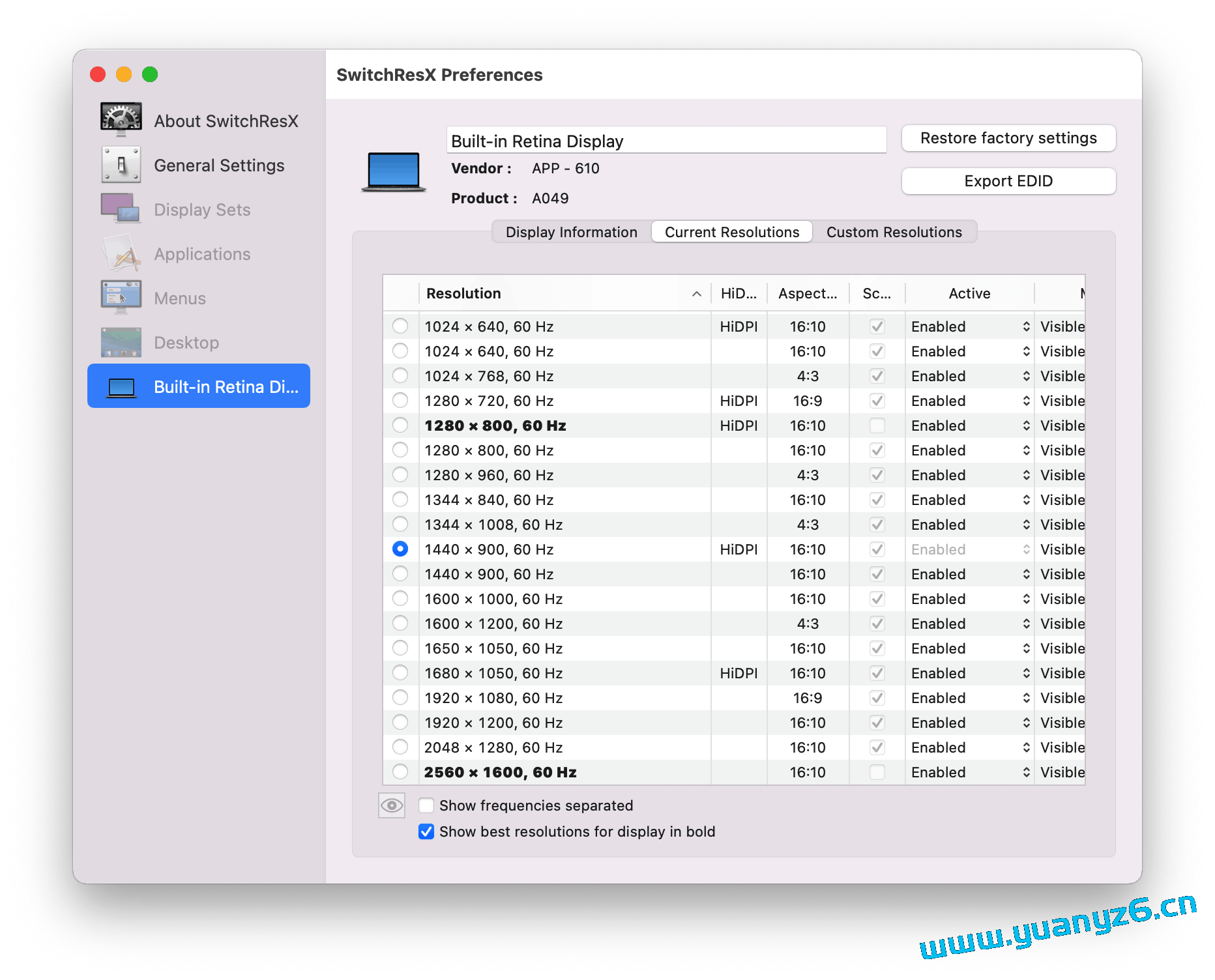 SwitchResX for Mac v4.11.3 好用的屏幕分辨率修改工具 苹果电脑