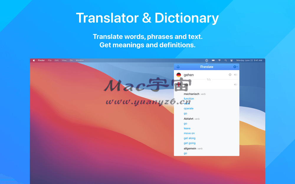iTranslate for Mac v1.5.2 中文破解版 多国语言翻译词典工具 苹果电脑