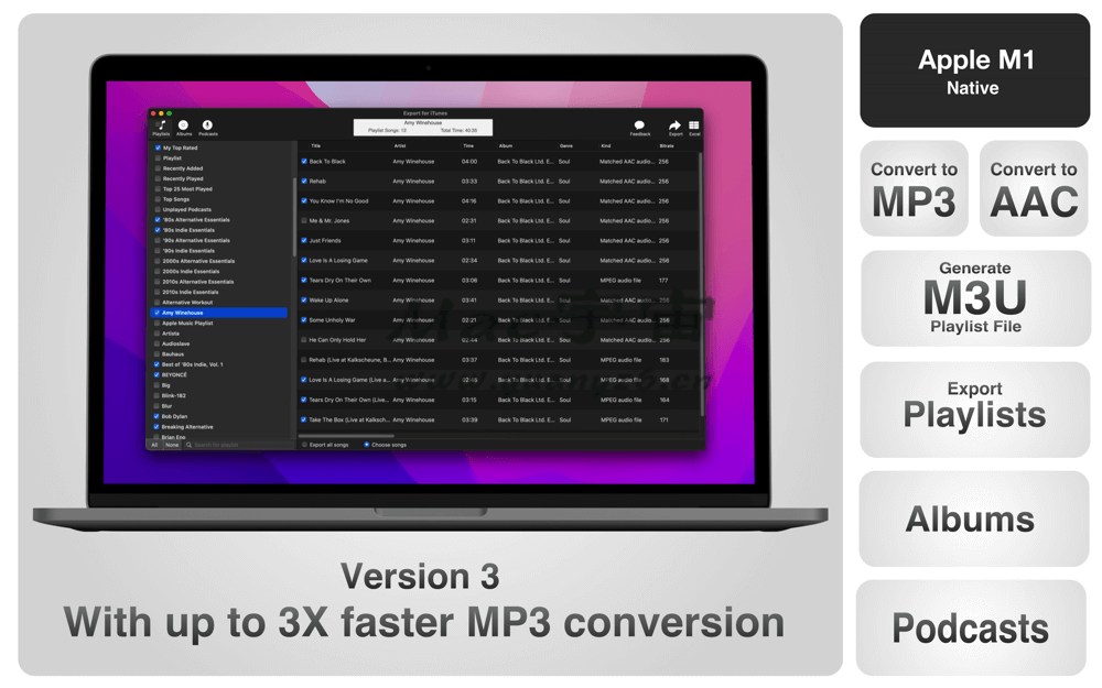 Export for iTunes for Mac v3.5 破解版 iTunes音乐导出管理软件 苹果电脑