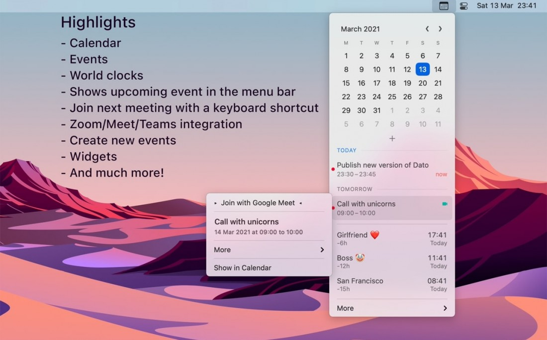 Dato for Mac v5.2.4 破解版 优秀的菜单栏日历工具