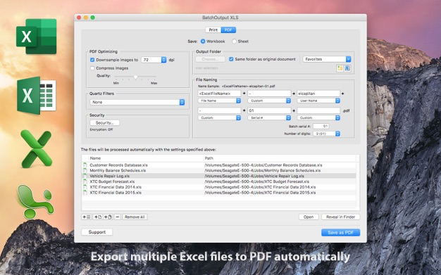 BatchOutput XLS for Excel for Mac v2.5.17 破解版 批量将xls文件转换为PDF - 苹果电脑 - Mac宇宙