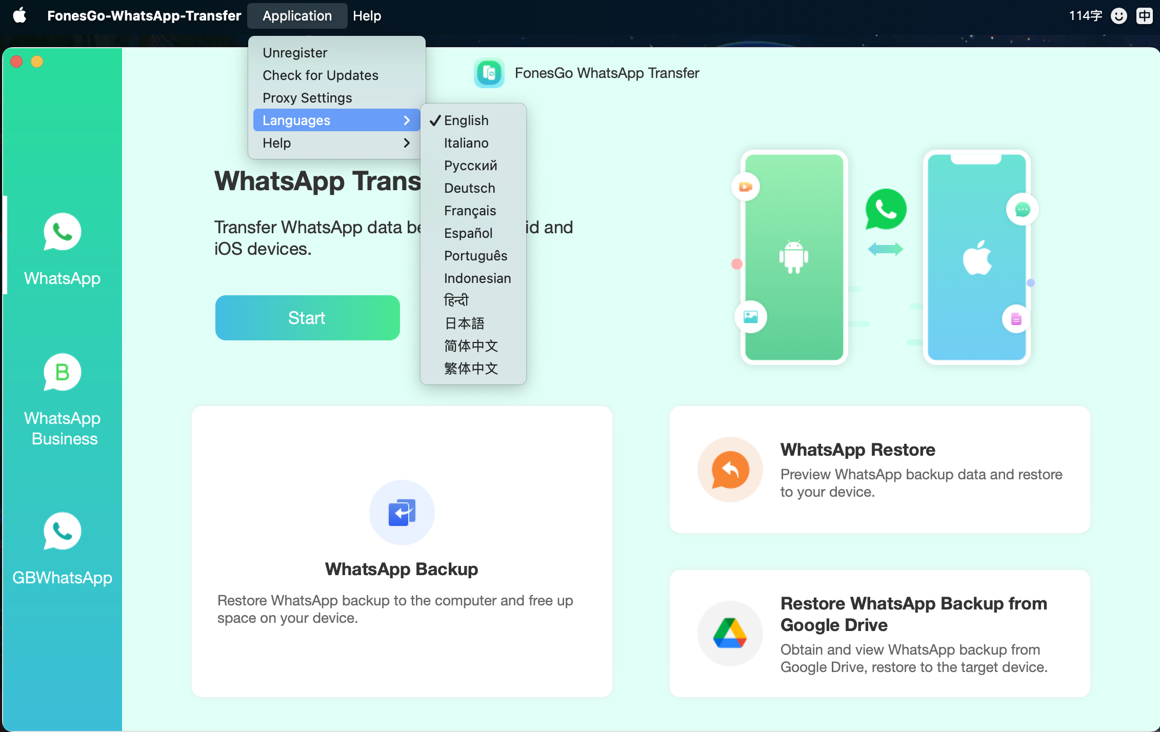 FonesGo WhatsApp Transfer for Mac v8.3.1 专业的WhatsApp数据传输工具 苹果电脑