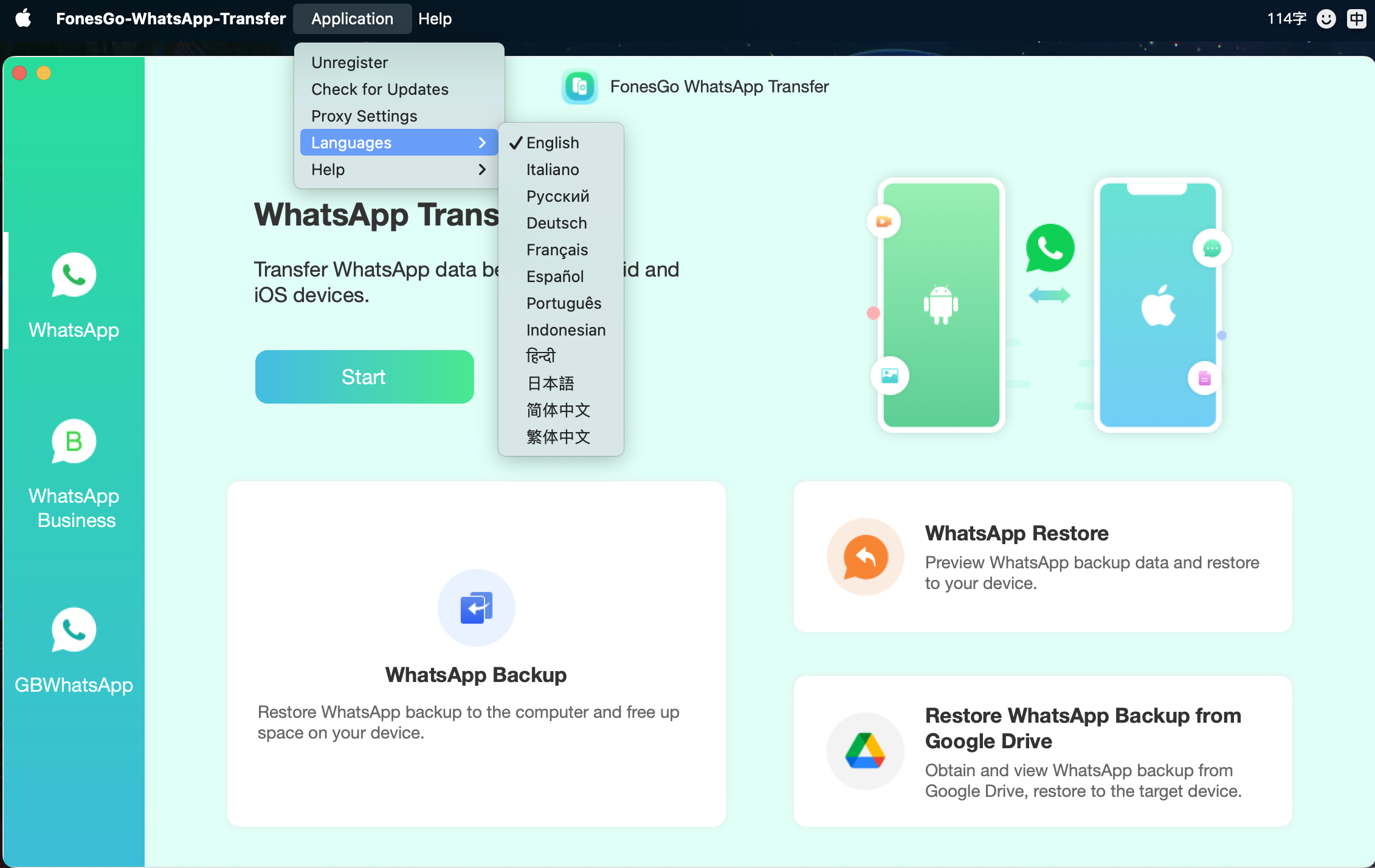 FonesGo WhatsApp Transfer for Mac v8.3.1 专业的WhatsApp数据传输工具 - 苹果电脑 - Mac宇宙