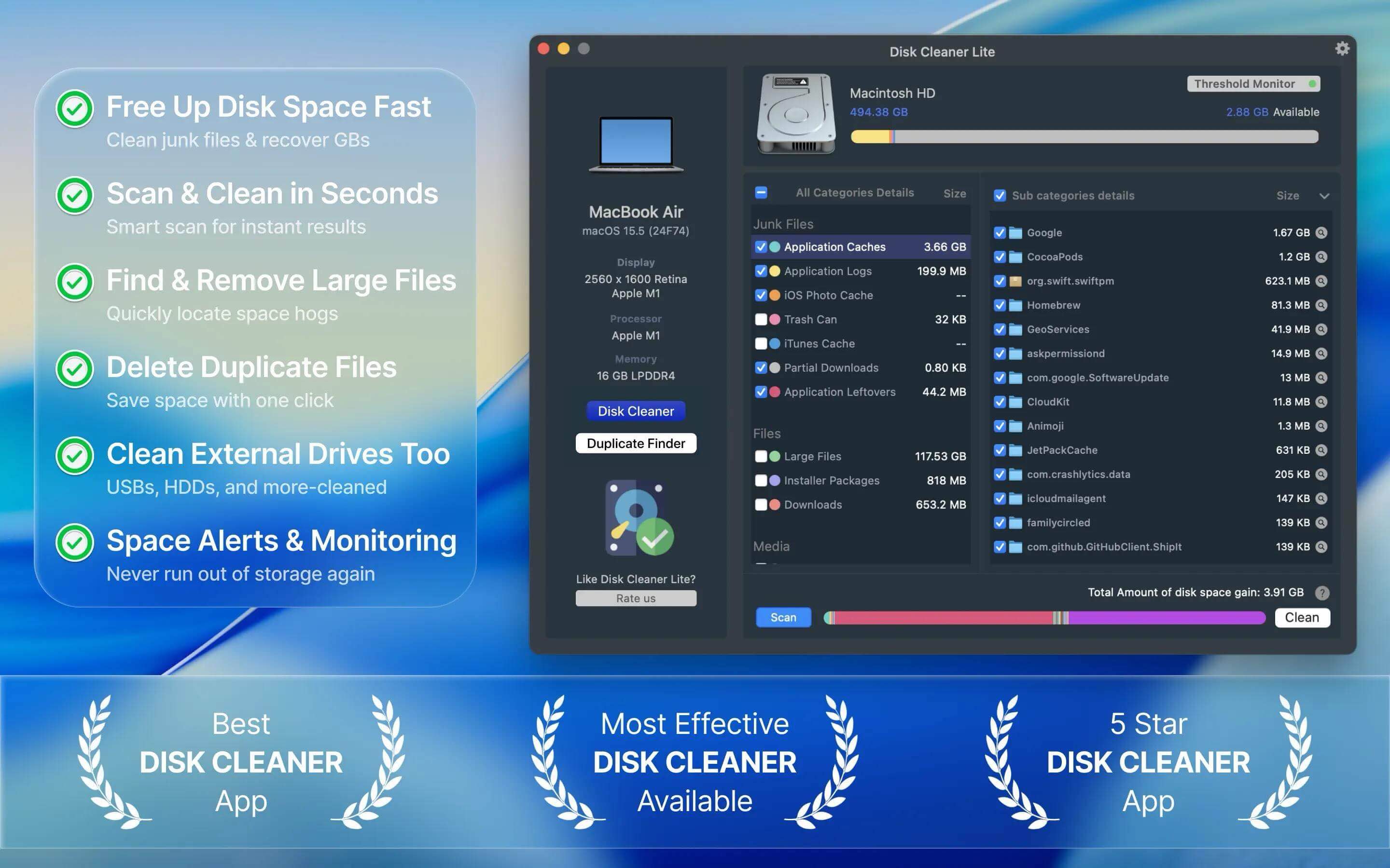 Disk Cleaner Lite for Mac v2.0 磁盘清理与系统优化工具-Mac宇宙 Disk Cleaner Lite for Mac v2.0 磁盘清理与系统优化工具-Mac宇宙