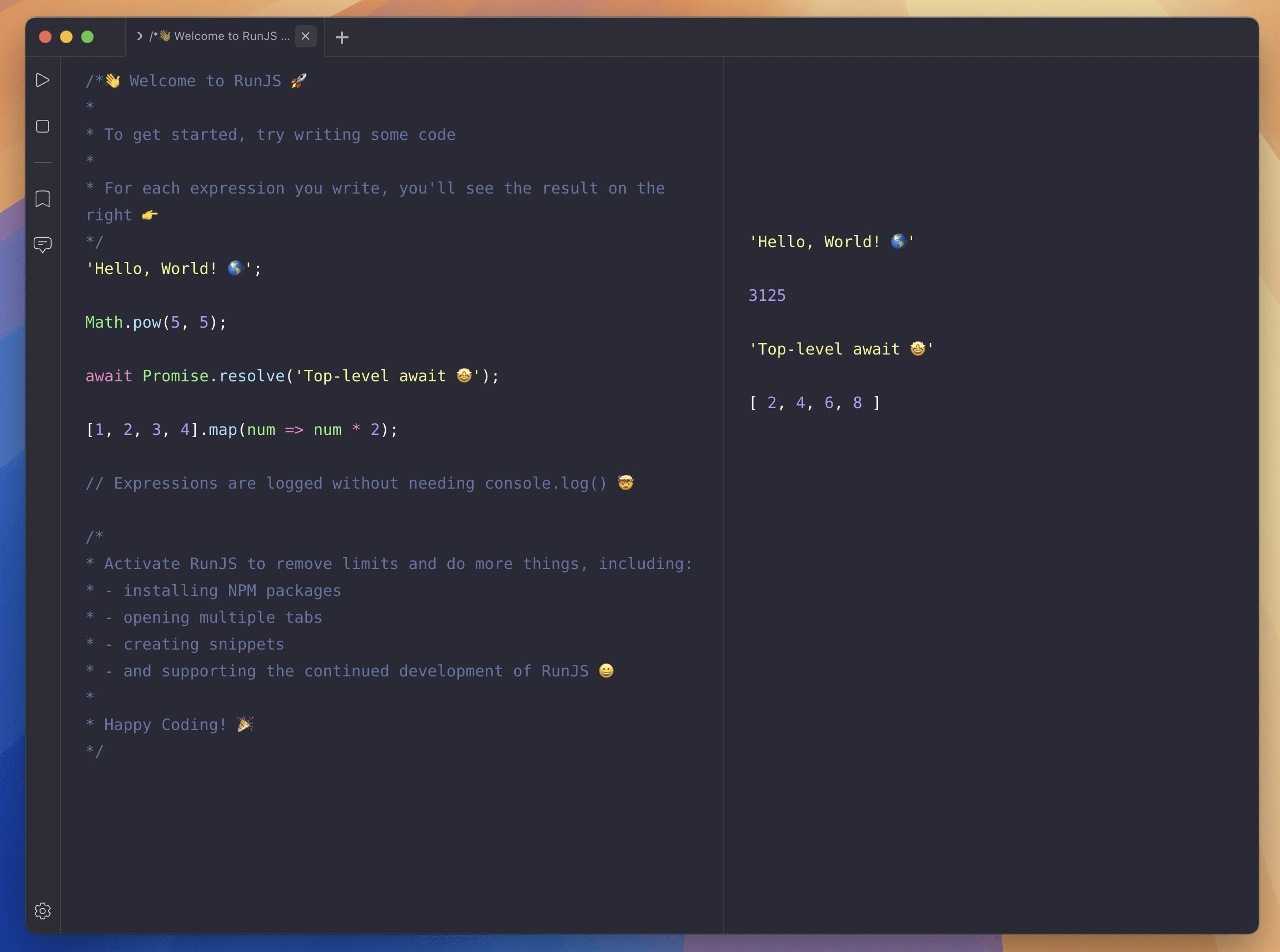RunJS for Mac v3.2.1 专业的JavaScript开发工具-Mac宇宙 RunJS for Mac v3.2.1 专业的JavaScript开发工具-Mac宇宙