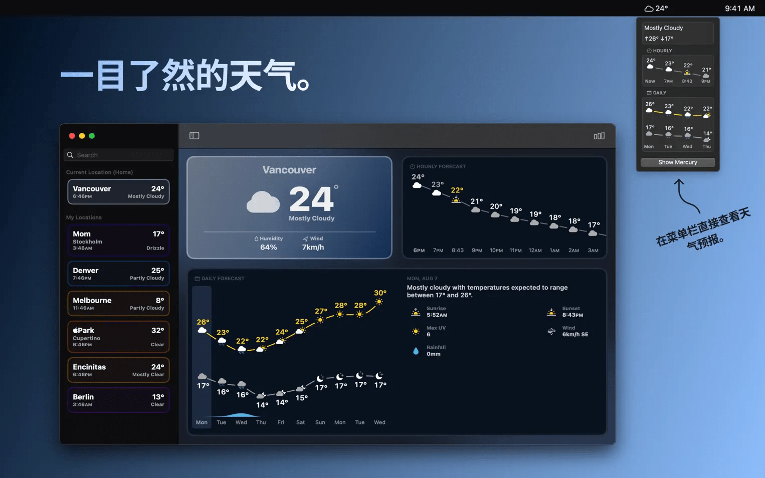 Mercury Weather for Mac v3.0.1 天气应用-Mac宇宙