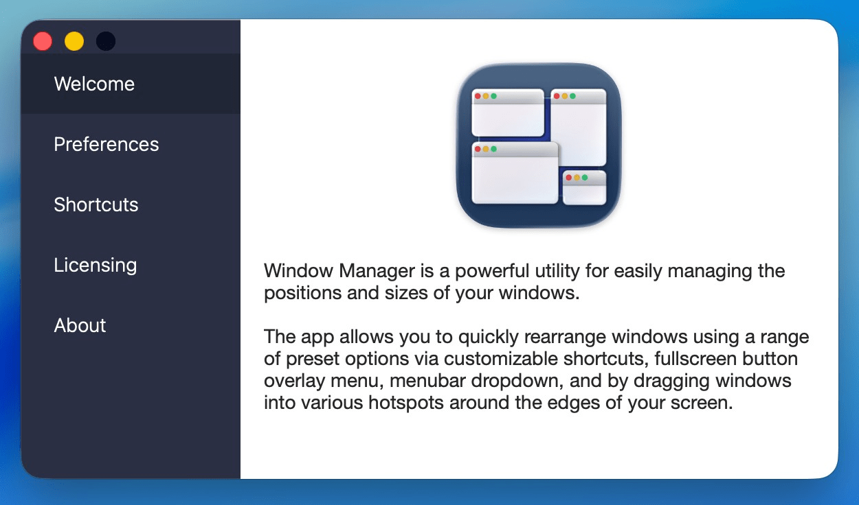 Window Manager for Mac v2.0.0 窗口管理-Mac宇宙 Window Manager for Mac v2.0.0 窗口管理-Mac宇宙