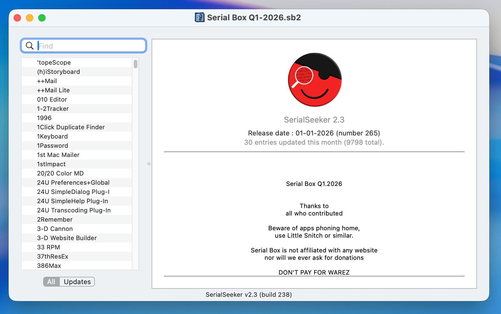 Serialbox for Mac vQ2-2026 序列号查询工具-Mac宇宙