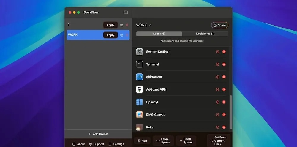 DockFlow for Mac v1.76 一键切换Dock布局 - Mac宇宙